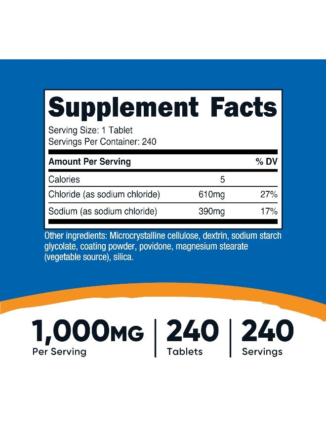 Nutricost Sodium Chloride 1000mg, 240 Tablets - Salt Tablets, Non-GMO, Gluten Free - Image 2