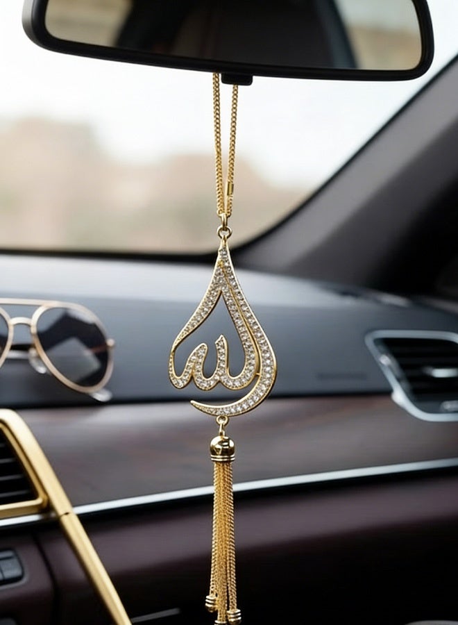 شماعات مرآة خلفية للسيارة للمسلمين، قلادة معدنية كريستالية بخط عربي، هدية عيد رمضان، زينة معلقة للسيارة للمسلمين، إكسسوارات داخلية - Image 3