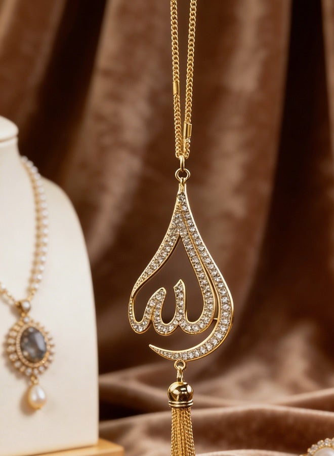 شماعات مرآة خلفية للسيارة للمسلمين، قلادة معدنية كريستالية بخط عربي، هدية عيد رمضان، زينة معلقة للسيارة للمسلمين، إكسسوارات داخلية - Image 4
