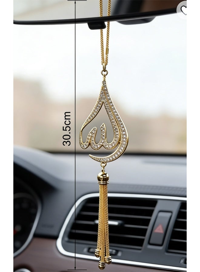 شماعات مرآة خلفية للسيارة للمسلمين، قلادة معدنية كريستالية بخط عربي، هدية عيد رمضان، زينة معلقة للسيارة للمسلمين، إكسسوارات داخلية - Image 2