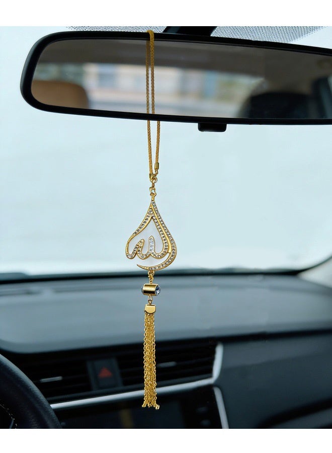 شماعات مرآة خلفية للسيارة للمسلمين، قلادة معدنية كريستالية بخط عربي، هدية عيد رمضان، زينة معلقة للسيارة للمسلمين، إكسسوارات داخلية - Image 1