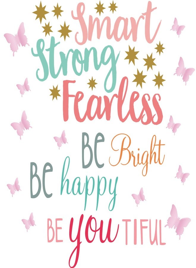 Chinco 20 Sheets Inspirational Quotes Wall Decals Stickers for Girls,12 Sheets Pink Pastel 3D Butterfly,Smart Strong Fearless,Be Bright Happy,Be You Tiful Sayings Art Stickers for Bedroom Living Room - Image 1