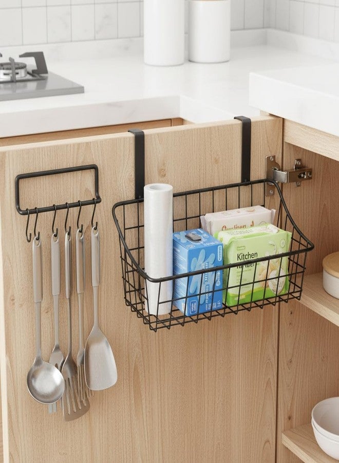 LeleCAT Basket with hook Grid Storage Basket, Hang it behind a door or on a railing, Over the Cabinet Door, Small, BLack,2 Pack - Image 4