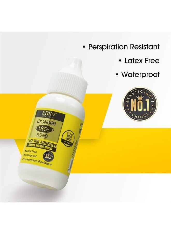 EBIN NEW YORK - Wonder Lace Bond Extra Mega Hold 1.18oz - No Residue Improved Formula Easy to Apply Fast Drying Waterproof Latex Free Perspiration Resistant - Image 1