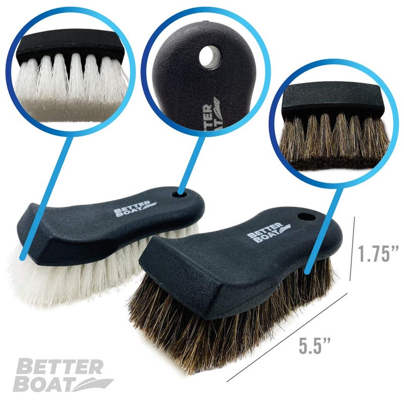 Better Boat Upholstery Brush Set, Carpet and Car Cleaning Brushes, Horsehair Detailing Brush for Upholstery Cleaner, Leather, Interior, Boat, Couch, and Sofa Cleaning - Image 2