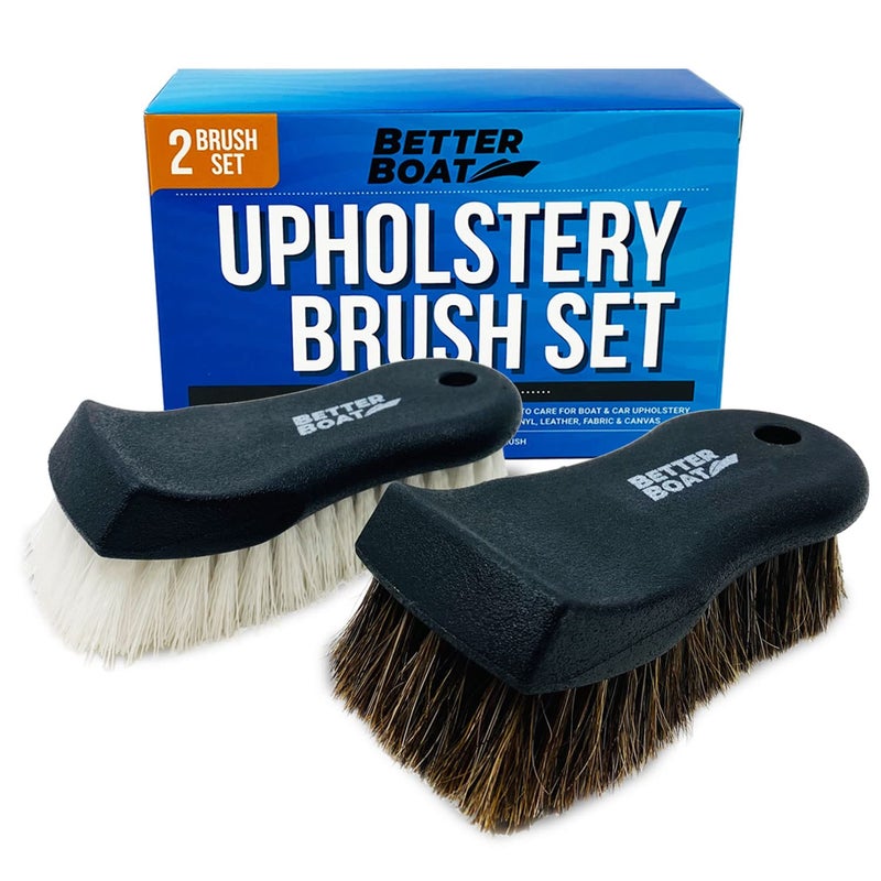 Better Boat Upholstery Brush Set, Carpet and Car Cleaning Brushes, Horsehair Detailing Brush for Upholstery Cleaner, Leather, Interior, Boat, Couch, and Sofa Cleaning - Image 1