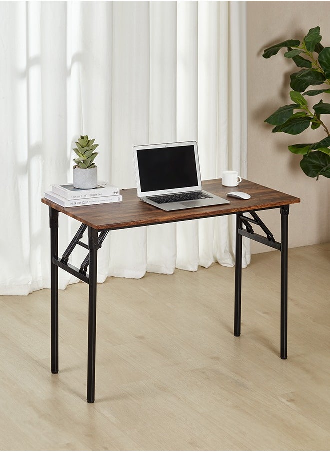LAWAZIM Foldable Table -Brown - Compact Folding Desk with Non-Slip Feet, Lightweight and Durable Design, Multi-Purpose for Home Office, Study, Dining, and Small Spaces, (No Assembly Required)  - Image 1