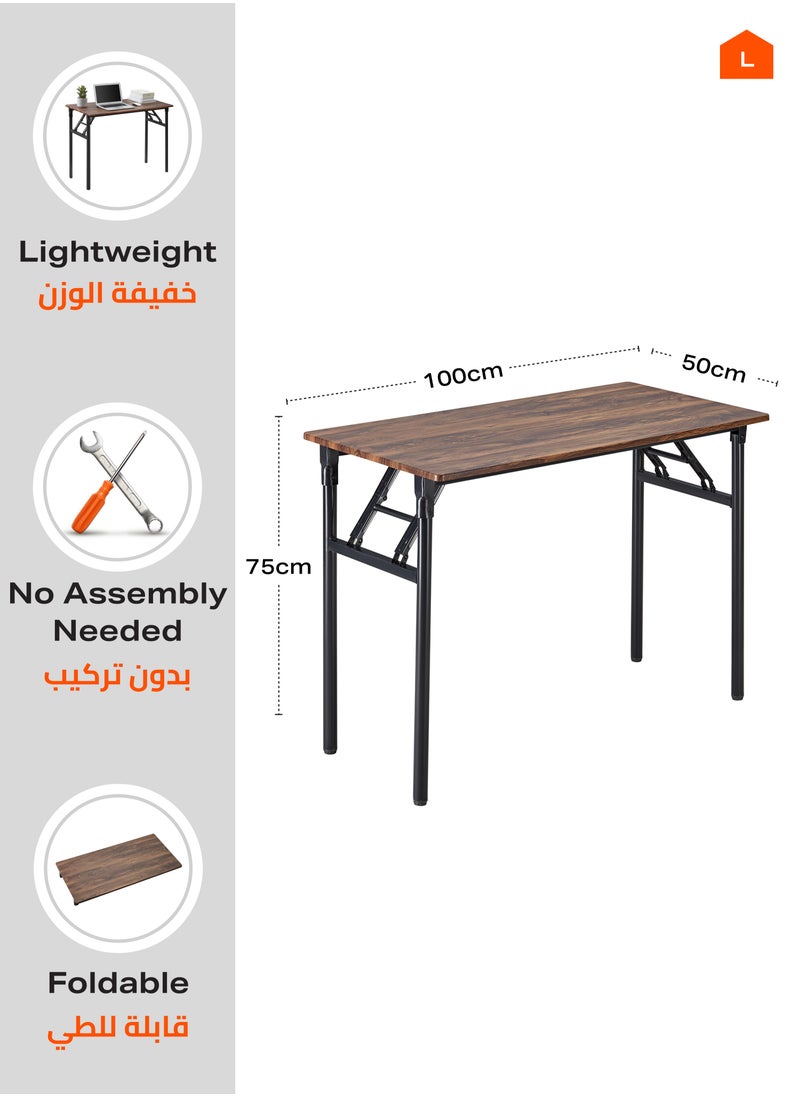 LAWAZIM Foldable Table -Brown - Compact Folding Desk with Non-Slip Feet, Lightweight and Durable Design, Multi-Purpose for Home Office, Study, Dining, and Small Spaces, (No Assembly Required)  - Image 3