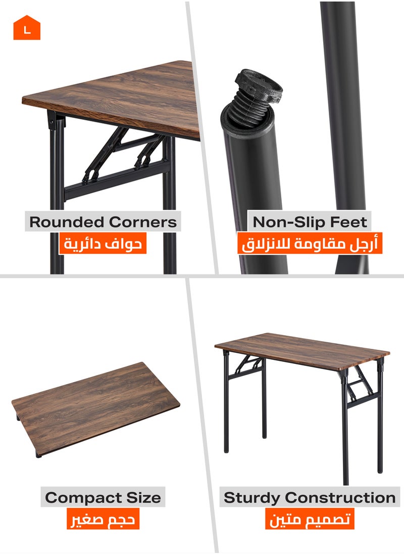 LAWAZIM Foldable Table -Brown - Compact Folding Desk with Non-Slip Feet, Lightweight and Durable Design, Multi-Purpose for Home Office, Study, Dining, and Small Spaces, (No Assembly Required)  - Image 4