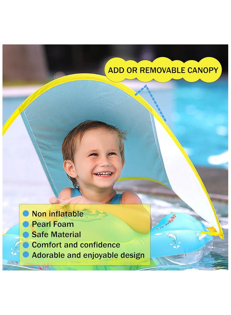 تومشو عوامة سباحة للأطفال، طوق سباحة للأطفال، سترة سباحة للأطفال الصغار، طوق عوامة حول الخصر للأطفال، عوامة قابلة للنفخ مع مظلة، طوق سباحة للأطفال، حوض سباحة لتدريب الأطفال الصغار على السباحة - Image 3