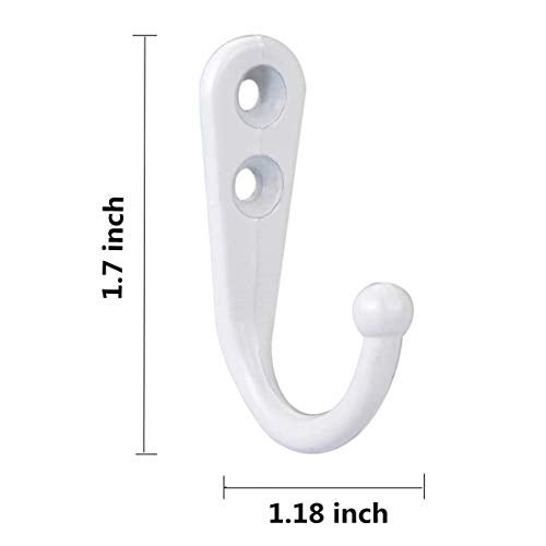 bnafes 20 Pcs Wall Mounted Hook Robe Hooks Single Coat Hanger and 40 Pieces Screws - Image 2