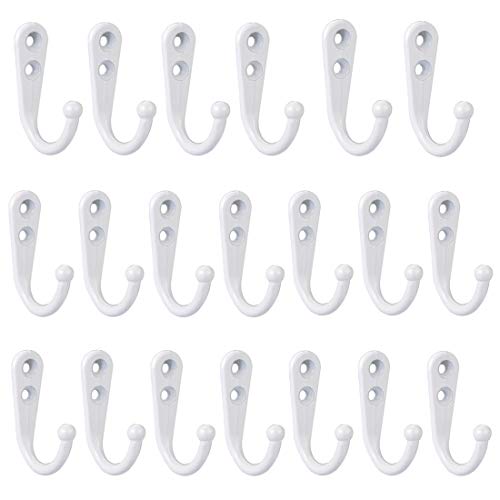 bnafes 20 Pcs Wall Mounted Hook Robe Hooks Single Coat Hanger and 40 Pieces Screws - Image 1