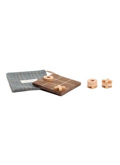 DEMDACO Let'S Play Tic Tac Toe Blue Plaid 6 X 6 Wood Travel Game Bag Set  - Image 3