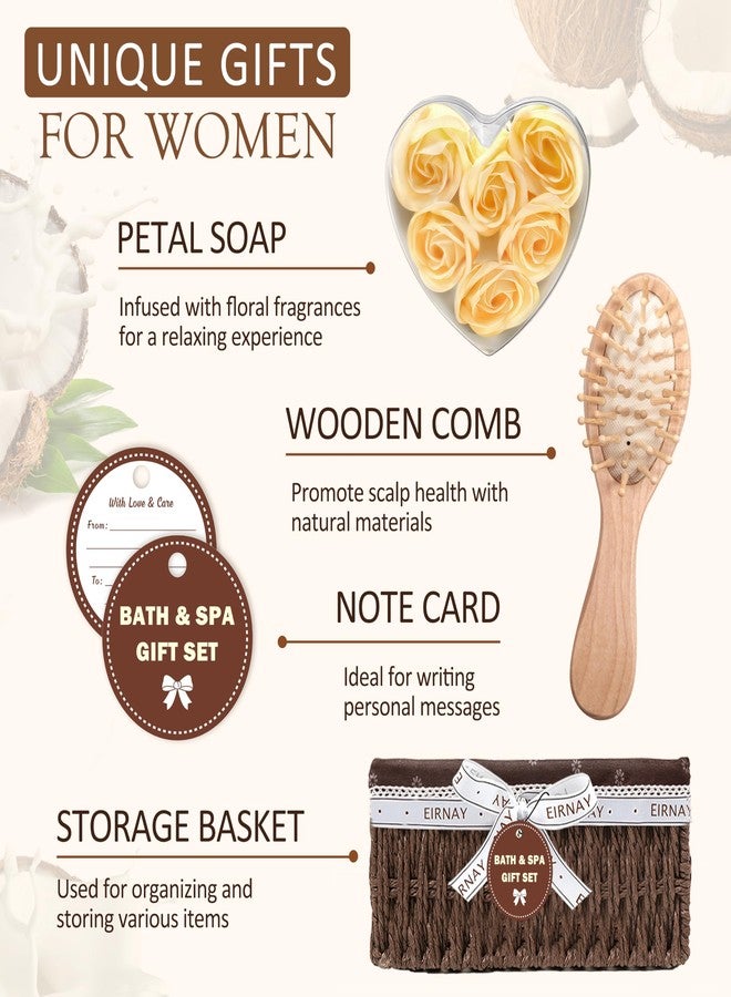 EIRNAY Mothers Day Gifts For Women - 16 PCS Birthday Gift Basket for Women Set of Coconut Vanilla Self Pampering Set, Includes Luxurious Home Spa Shower Gel Bubble Bath - Image 5