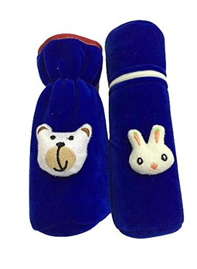Ineffable Combo of Velvet Bottle Covers for Feeding Bottles with Cute Animal Cartoon Popup, 240ml (Navy Blue)