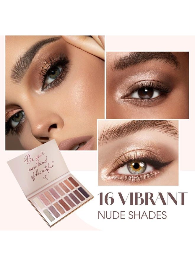 Lamora لوحة ظلال العيون - لوحة مكياج العيون مع 16 لون مصبوغ بدرجة عالية من الألوان غير اللامعة واللامعة - نباتي وقابل للدمج - Image 2