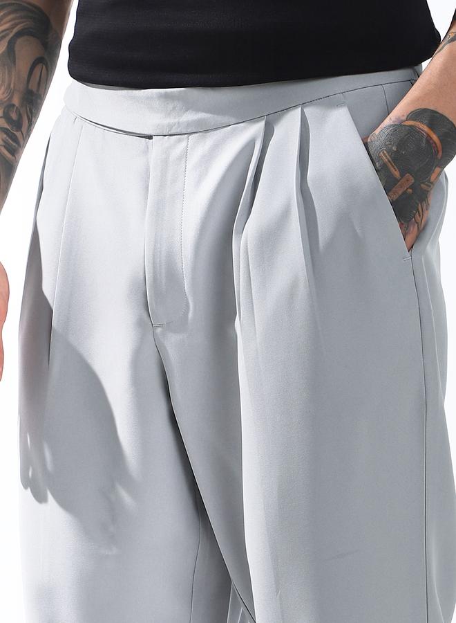 Hubberholme Men Relaxed Fit Wrinkle Free Wash Pleated Korean Pants - Image 4