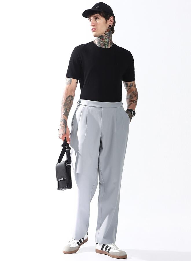 Hubberholme Men Relaxed Fit Wrinkle Free Wash Pleated Korean Pants - Image 1