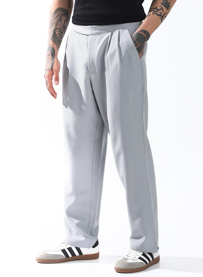 Hubberholme Men Relaxed Fit Wrinkle Free Wash Pleated Korean Pants - Image 3