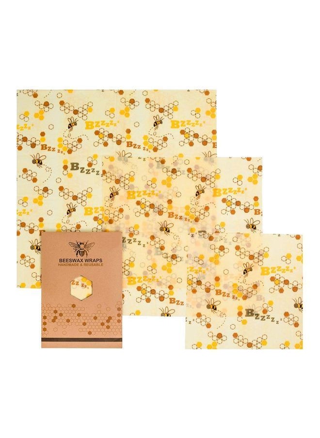 NIBEMINENT 3-Piece Beeswax Food Wrappers Cling Film Yellow/Brown  - Image 1
