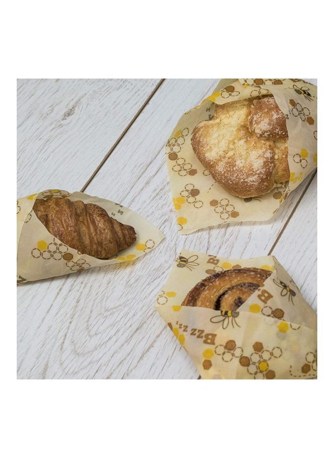 NIBEMINENT 3-Piece Beeswax Food Wrappers Cling Film Yellow/Brown  - Image 5