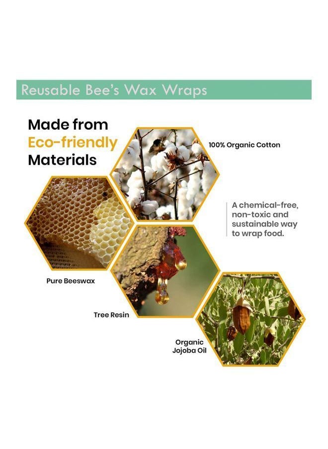NIBEMINENT 3-Piece Beeswax Food Wrappers Cling Film Yellow/Brown  - Image 3