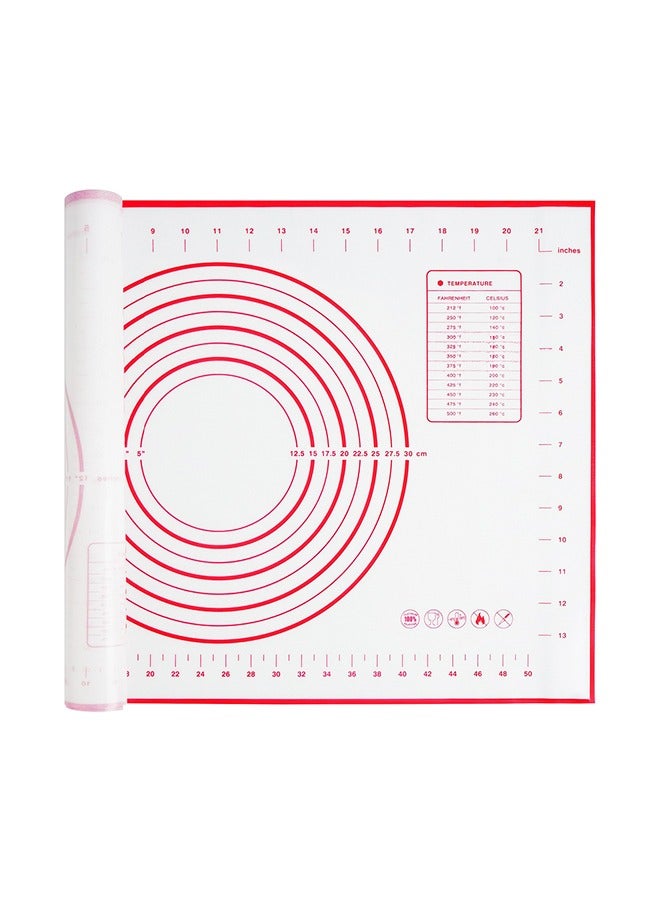 حصيرة خبز سيليكون، حصيرة معجنات غير قابلة للانزلاق لفرد العجين، وقشرة الفطيرة والفوندان، وبطانة فرن مع قياس - Image 1