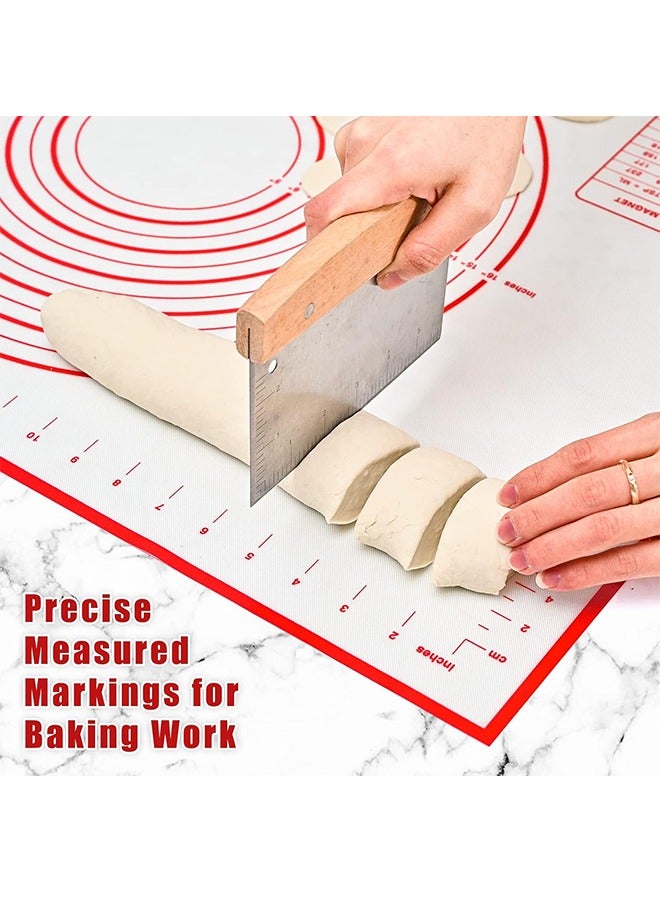 حصيرة خبز سيليكون، حصيرة معجنات غير قابلة للانزلاق لفرد العجين، وقشرة الفطيرة والفوندان، وبطانة فرن مع قياس - Image 3
