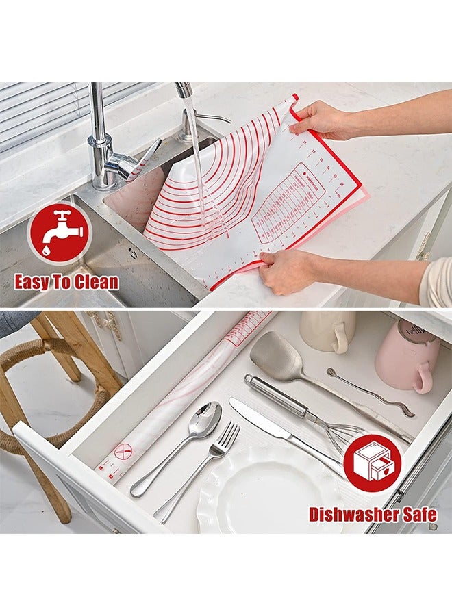 حصيرة خبز سيليكون، حصيرة معجنات غير قابلة للانزلاق لفرد العجين، وقشرة الفطيرة والفوندان، وبطانة فرن مع قياس - Image 4