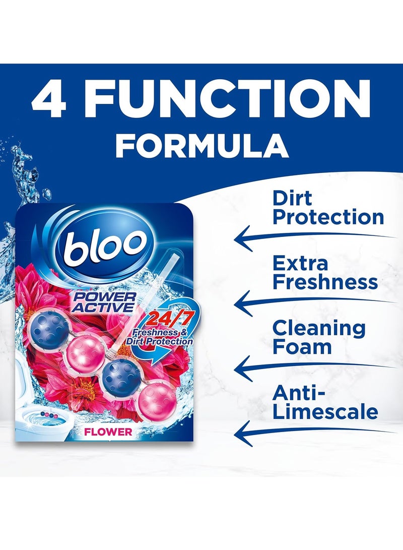 Bloo P Activ Balls Flowers Twin 50g – Pack of 5 | Floral Fragrance Toilet Rim Block with Blue Water, Foaming Action & Anti-Limescale Protection - Image 4