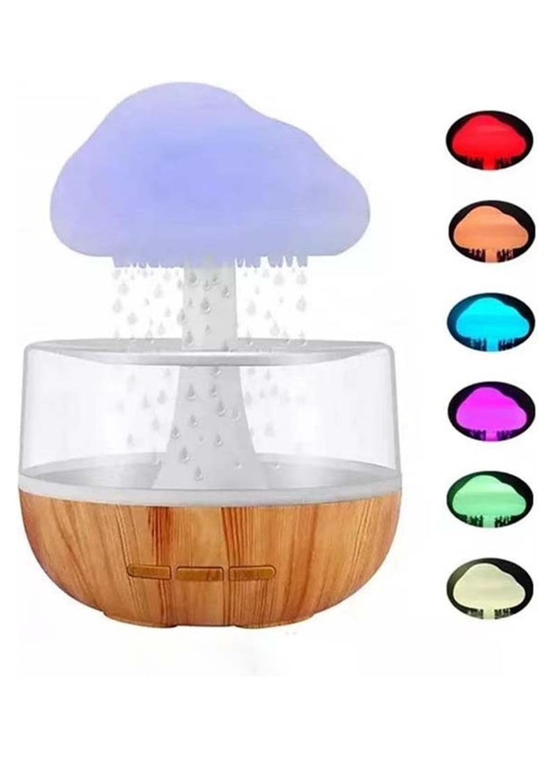 DubaiGallery Raining Cloud Night Light Aromatherapy Essential Oil Diffuser Micro Humidifier Desk Fountain Bedside Sleeping Relaxing Mood Water Drop Sound - Image 1