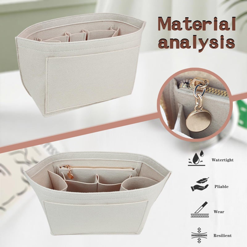 Lckaey Purse Organizer For Longchamp Purse For Long Champ Le Pliage Insert organizer1012-25beige-L - Image 3