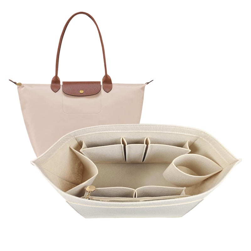 Lckaey Purse Organizer For Longchamp Purse For Long Champ Le Pliage Insert organizer1012-25beige-L - Image 1