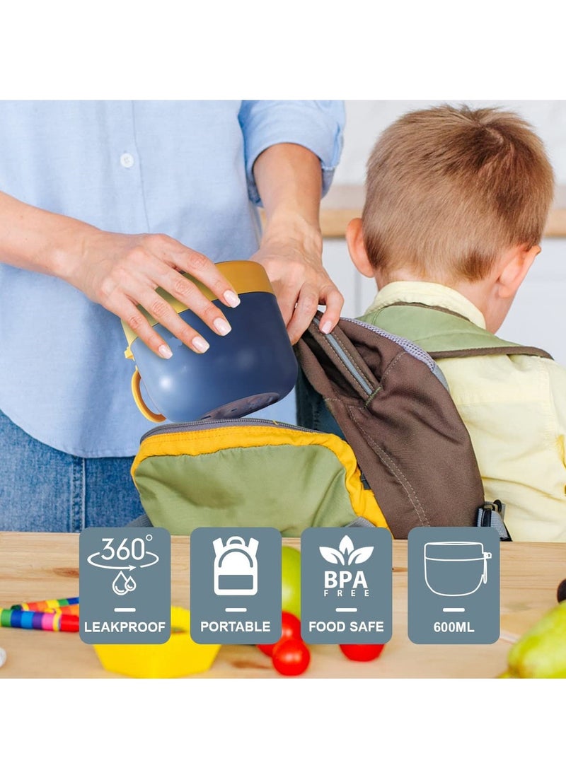 KASTWAVE - Food Jar For Kids with Foldable Spoon Vacuum Insulated Stainless Steel Thermal Food Container Food Thermos Soup Cup Leak Proof Hot Cold Food for School Office Picnic Travel Outdoors - Image 1
