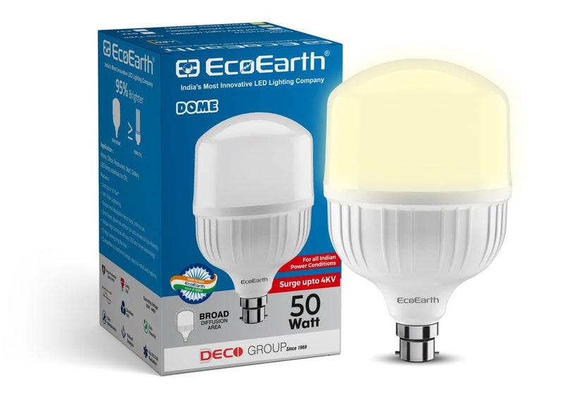 EcoEarth Dome LED High Wattage Bulb with Elegant Design | 50W | B22 | Neutral White | Pack of 1 - Image 1