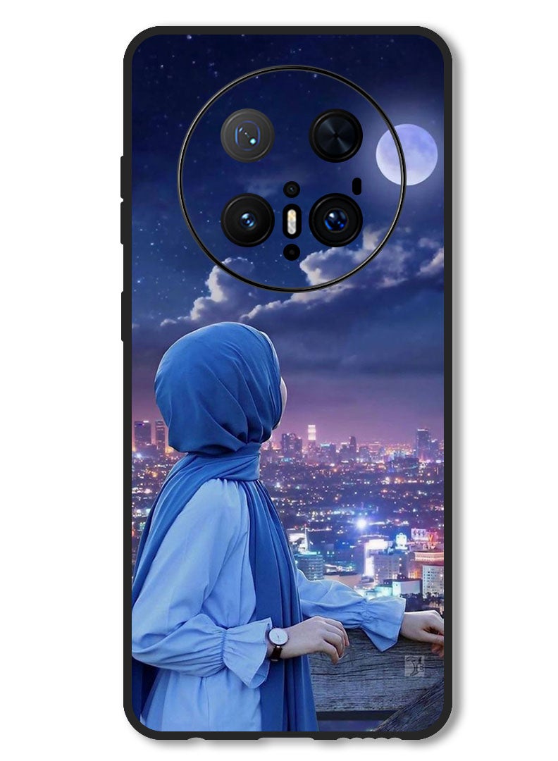 Theodor Case Compatible with Huawei Mate 70 Pro/ 70 Pro + Protection Shockproof Bumper Cover Hijab Girl Looking at Moon - Image 1