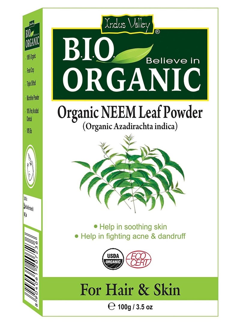 Indus Valley Bio Organic Natural Halal Certified Neem Powder Chemical Free Hair Cleanser For Healthy Hair USDA Organic Certified - Image 1