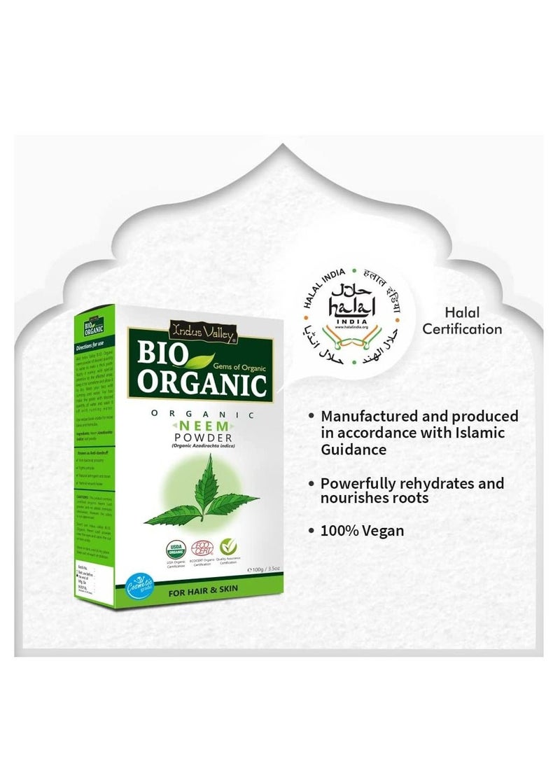 Indus Valley Bio Organic Natural Halal Certified Neem Powder Chemical Free Hair Cleanser For Healthy Hair USDA Organic Certified - Image 2