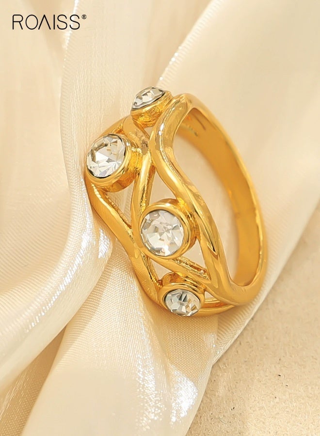 رويس خاتم نسائي أنيق مرصع بالألماس بتصميم موجة بسيط وعالي الجودة - Image 2