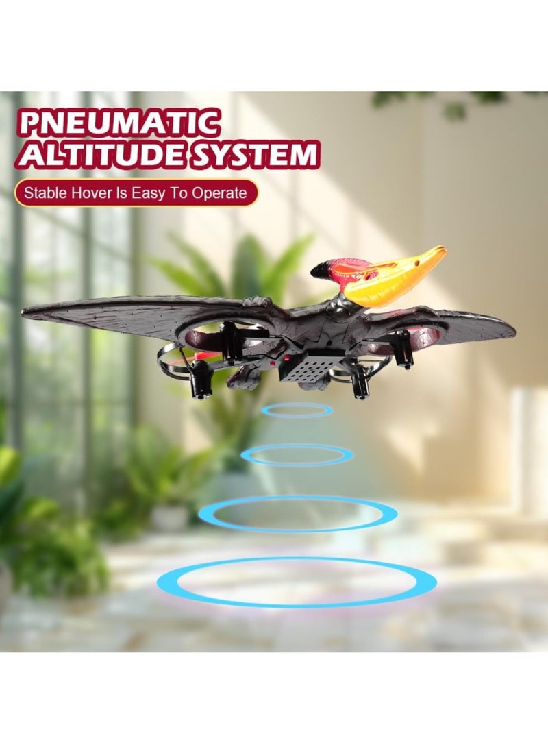 LIVVY Flying Dinosaur RC Jet Fighter L0713 – Remote Control Airplane Toy for Kids & Adults with 360° Stunts, One-Key Take Off, LED Lights, 2.4GHz Gyro & USB Charging | طيارة ريموت ديناصور، طائرة نفاثة للأطفال، طياره درون، طائرة تحكم عن بعد، طائرة أطفال، RC Dinosaur Drone (Red & Black)  - Image 5