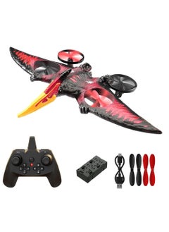 LIVVY Flying Dinosaur RC Jet Fighter L0713 – Remote Control Airplane Toy for Kids & Adults with 360° Stunts, One-Key Take Off, LED Lights, 2.4GHz Gyro & USB Charging | طيارة ريموت ديناصور، طائرة نفاثة للأطفال، طياره درون، طائرة تحكم عن بعد، طائرة أطفال، RC Dinosaur Drone (Red & Black)  - Image 1