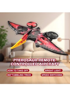 LIVVY Flying Dinosaur RC Jet Fighter L0713 – Remote Control Airplane Toy for Kids & Adults with 360° Stunts, One-Key Take Off, LED Lights, 2.4GHz Gyro & USB Charging | طيارة ريموت ديناصور، طائرة نفاثة للأطفال، طياره درون، طائرة تحكم عن بعد، طائرة أطفال، RC Dinosaur Drone (Red & Black)  - Image 2