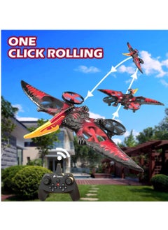 LIVVY Flying Dinosaur RC Jet Fighter L0713 – Remote Control Airplane Toy for Kids & Adults with 360° Stunts, One-Key Take Off, LED Lights, 2.4GHz Gyro & USB Charging | طيارة ريموت ديناصور، طائرة نفاثة للأطفال، طياره درون، طائرة تحكم عن بعد، طائرة أطفال، RC Dinosaur Drone (Red & Black)  - Image 3
