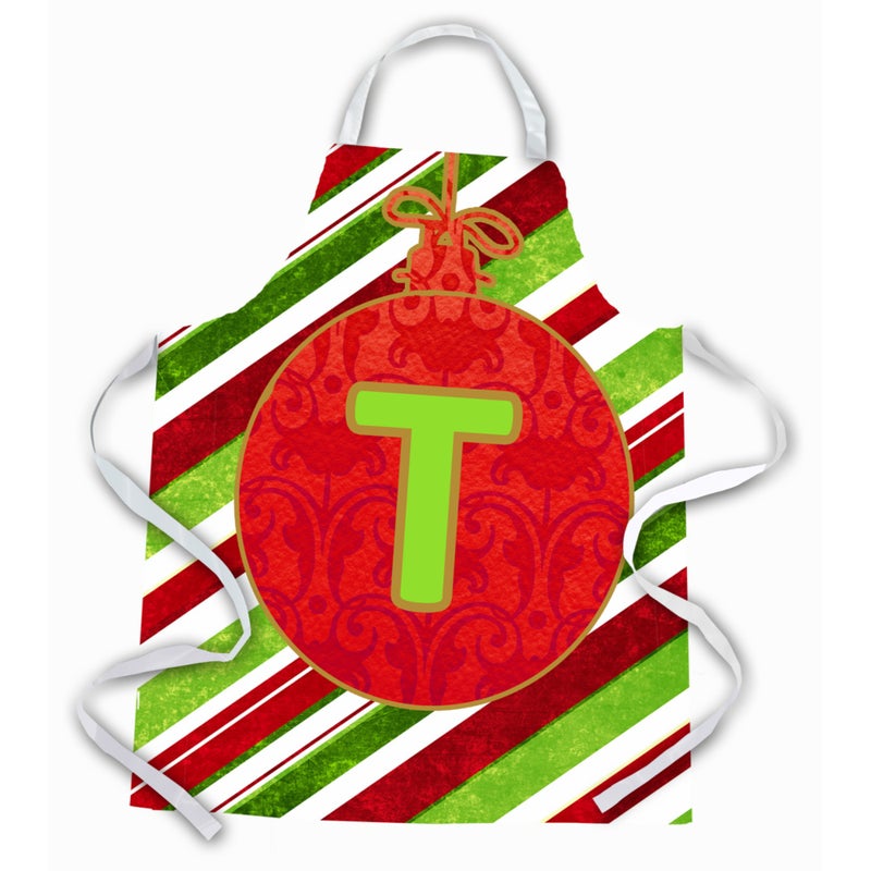 Caroline's Treasures ""Caroline's Treasures CJ1039-TAPRON Christmas Ornament Holiday Initial Letter T Apron  Large  Multicolor""