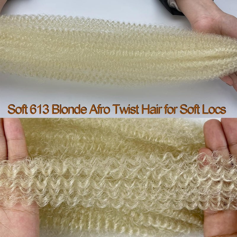 Chicmoi 613 Blonde Marley Twist Hair Wrapping Hair for Soft Locs 16 Inch Pre-fluffed Twist Hair for Braiding #613 Marley Twist Braiding Hair 3 Packs Blonde Afro Curly Braiding Hair (16in 8P 613#) - Image 3