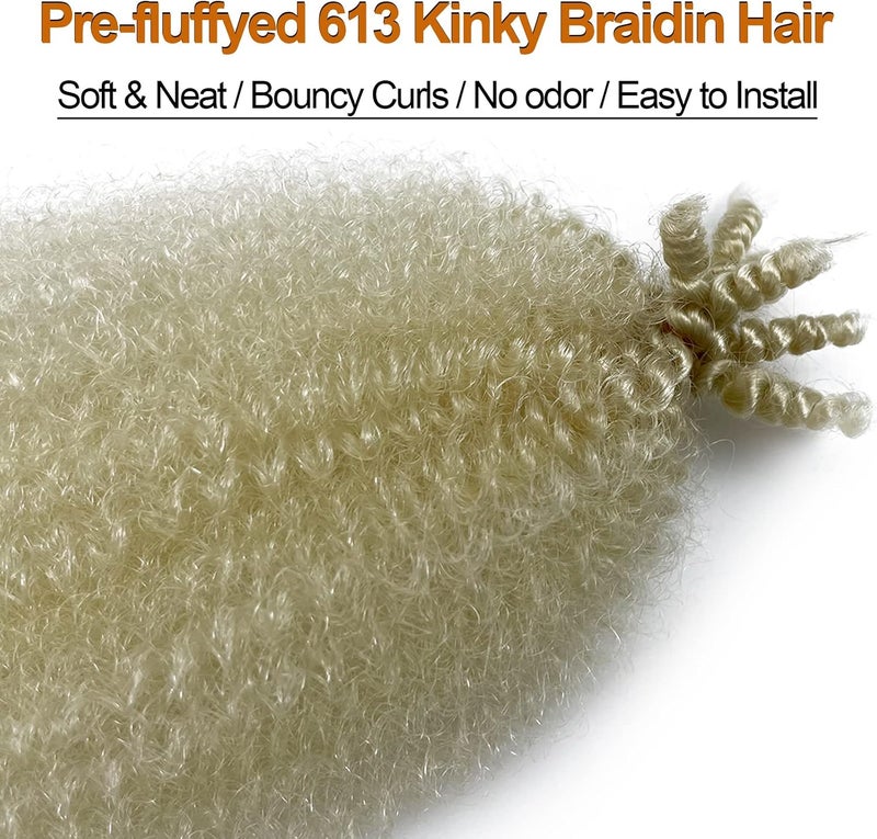 Chicmoi 613 Blonde Marley Twist Hair Wrapping Hair for Soft Locs 16 Inch Pre-fluffed Twist Hair for Braiding #613 Marley Twist Braiding Hair 3 Packs Blonde Afro Curly Braiding Hair (16in 8P 613#) - Image 2