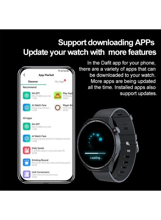 Ordinary Master Smartwatch - 1.73-inch HD screen, unisex waterproof smartwatch, compatible with iOS and Android systems, long battery life, Bluetooth calling and photography, 24-hour health monitoring, built-in 100+ sports modes, supports cycling, multi-functional, includes four free watch straps (black). - Image 5