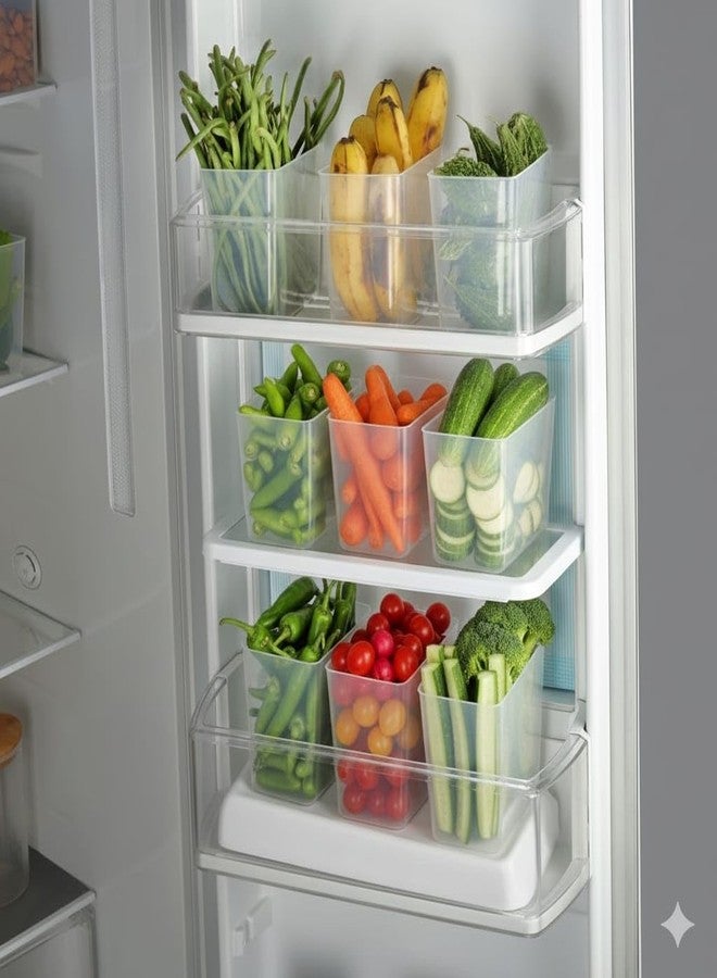 NILHARI Plastic Fridge Storage Boxes for Fruits and Vegetables/Multipurpose Containers For Storage Space-Saving/Refrigerator Side Door Organizer Bins For Fridge Kitchen Bathroom Stationery (6) - Image 4