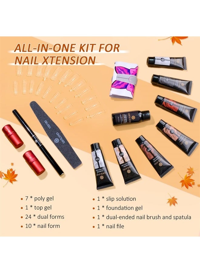 Saviland Poly Gel Nail Kit - 7 Colors Glitter Poly Gel Nail Extension Nail Kit with Slip Solution Christmas Nail Art Builder Nail Gel All-In-One Poly Nail Gel Kit for Nail Manicure Beginner Starter Ki - Image 5