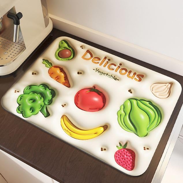 Whixant Whixant Dish Drying Diatomaceous Earth Mat Absorbent Drip Protector Drainer Coffee Bar Pad Sink Draining Board Mat for Kitchen Bathroom Toilet Counter Top 30 40 Cm - Image 1